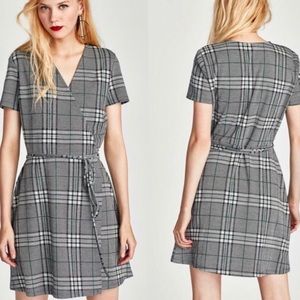 Zara Tarafluc Plaid Wrap Dress